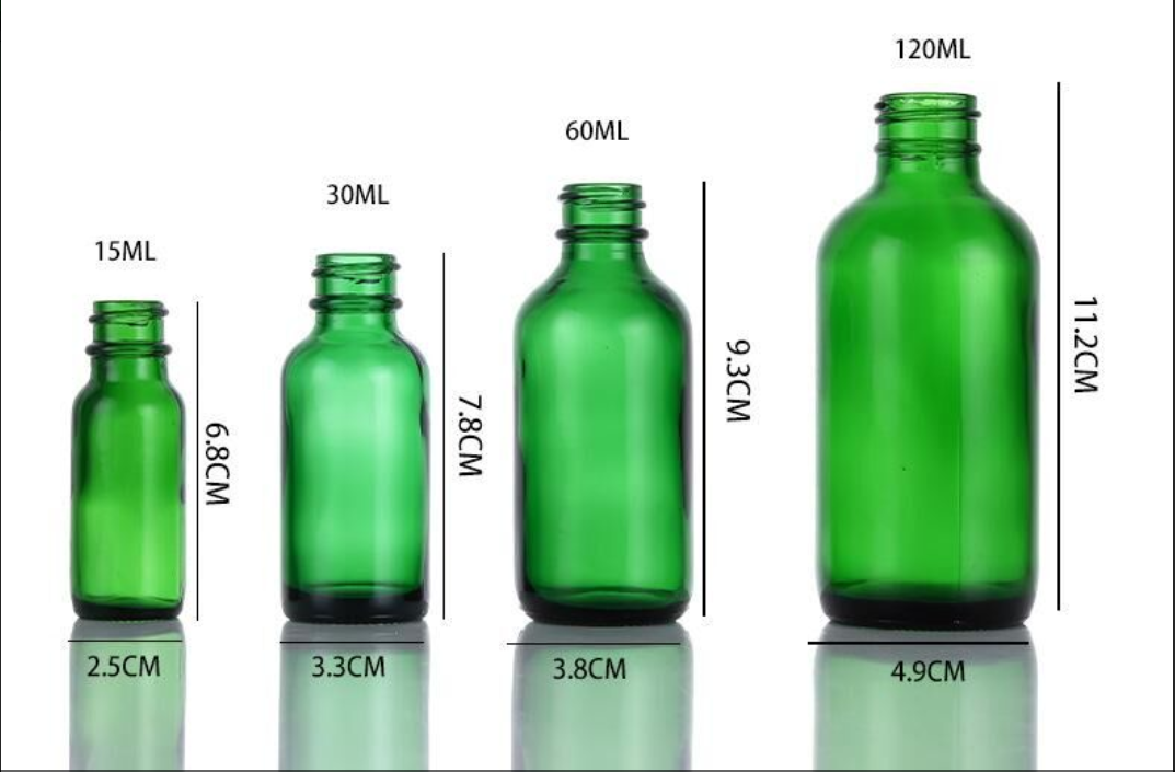 Green Glass Boston Round Bottle